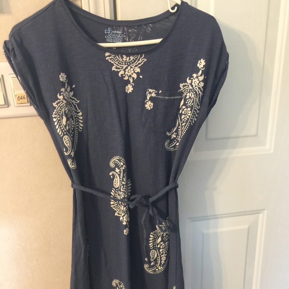 Old Navy Blue and White Patterned Dress